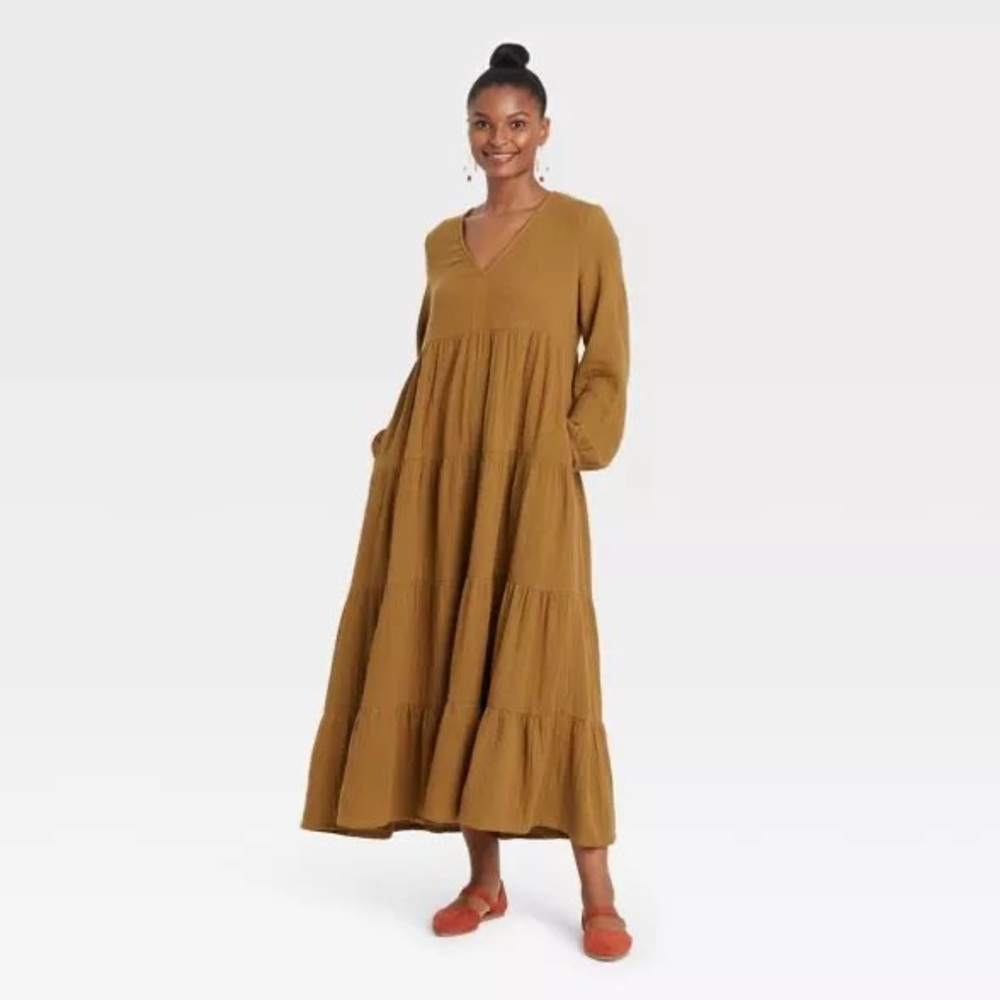 Gauze Tiered Cotton Maxi dress, Universal Thread target XS midi